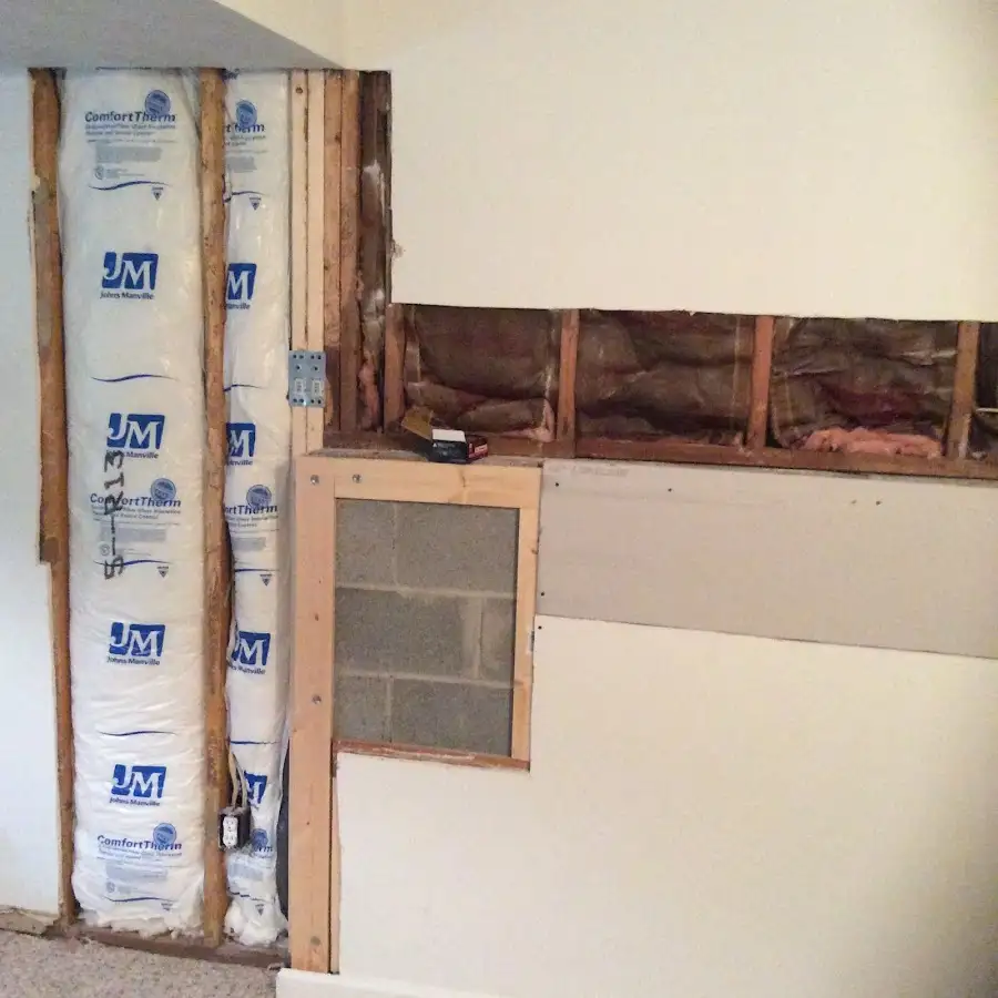 Wall insulation replacement during Basement Flood Cleanup in North Springfield